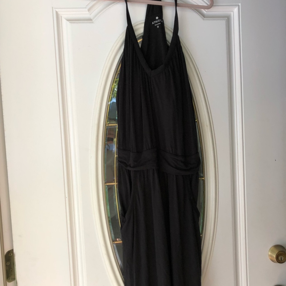 Athleta black halter dress
